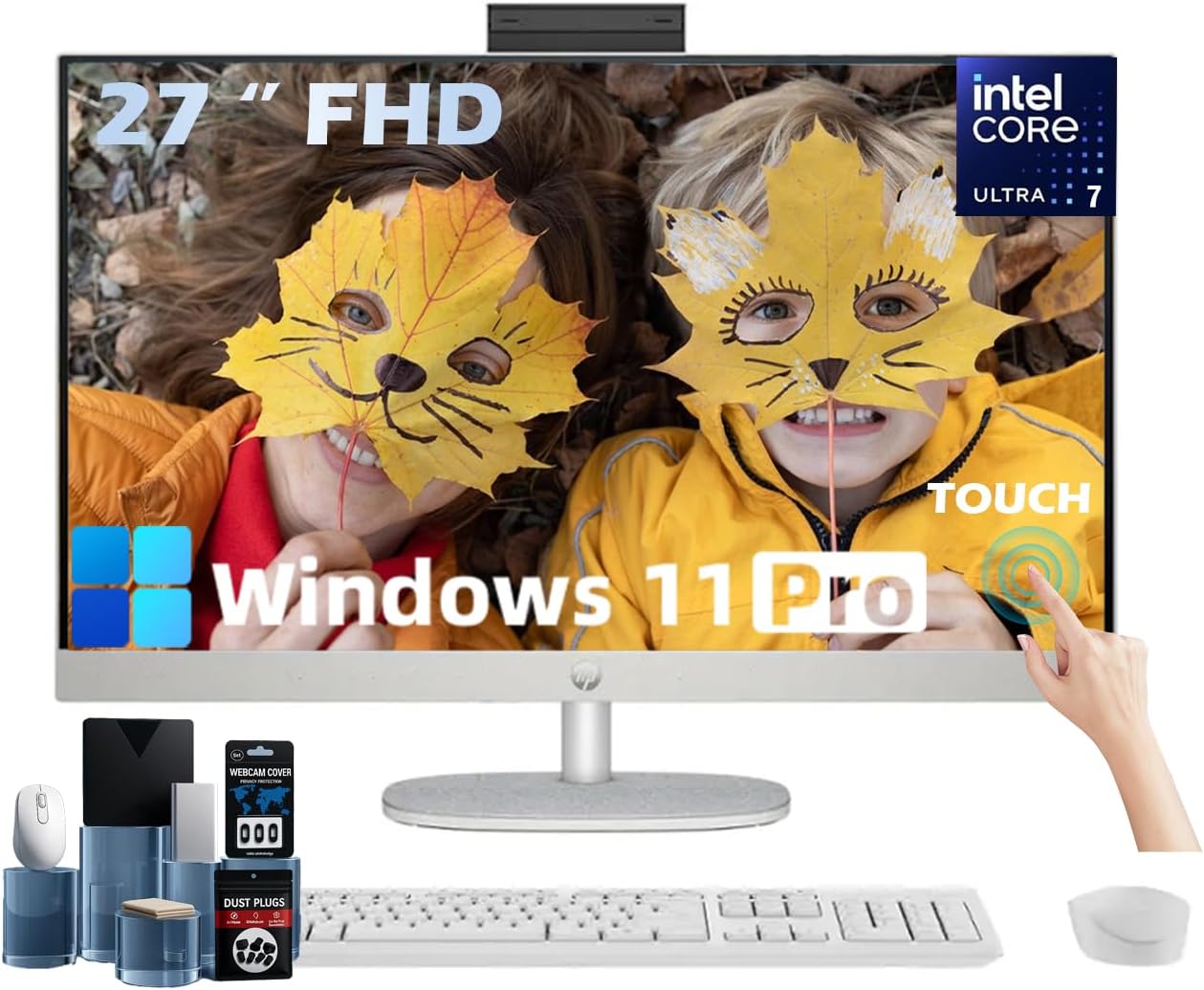 HP All-in-One Desktop with 27-Inch FHD Touchscreen Power