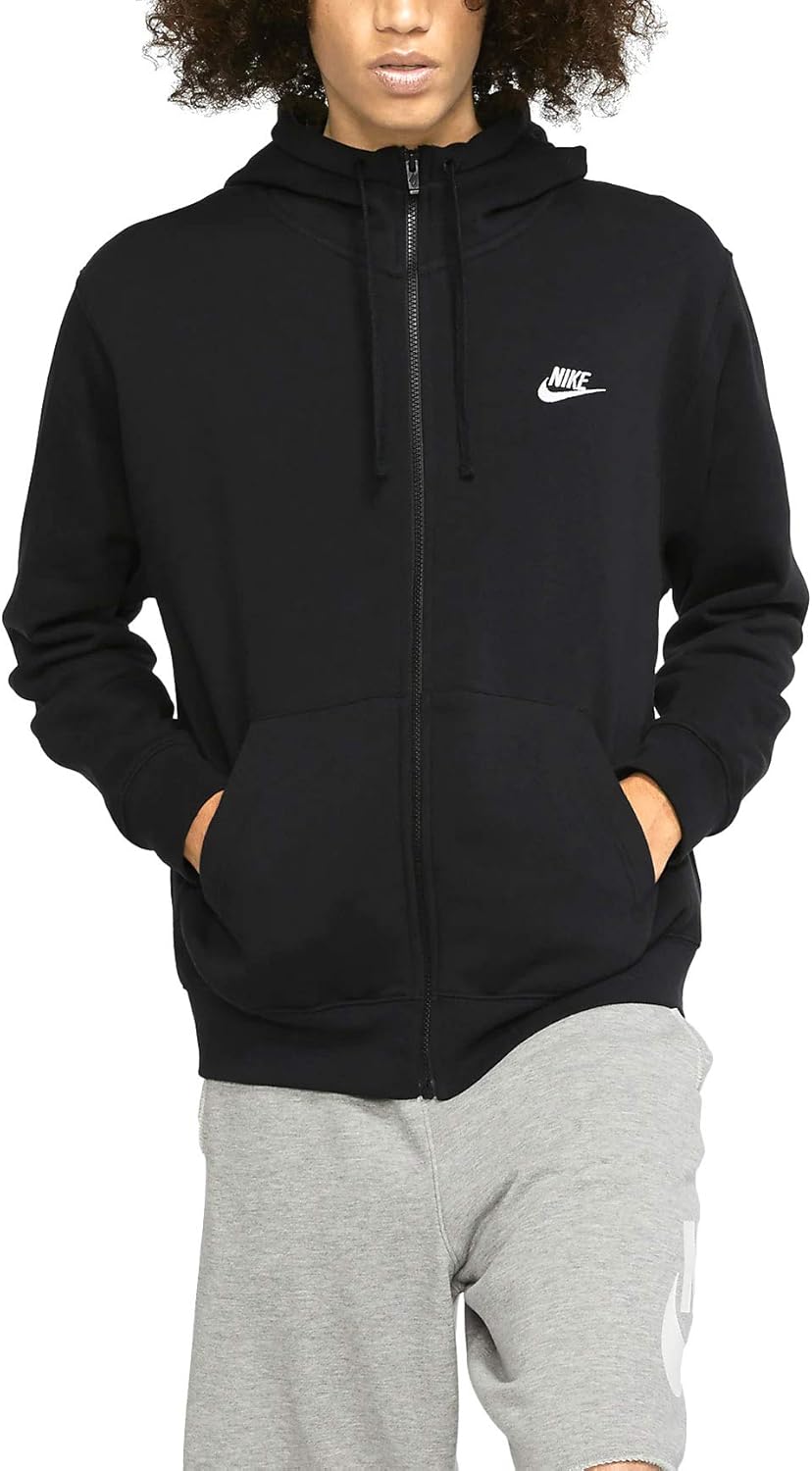Nike Men's Club Fleece Full Zip Hoodie, Black, 3XL - Warmth & Style!