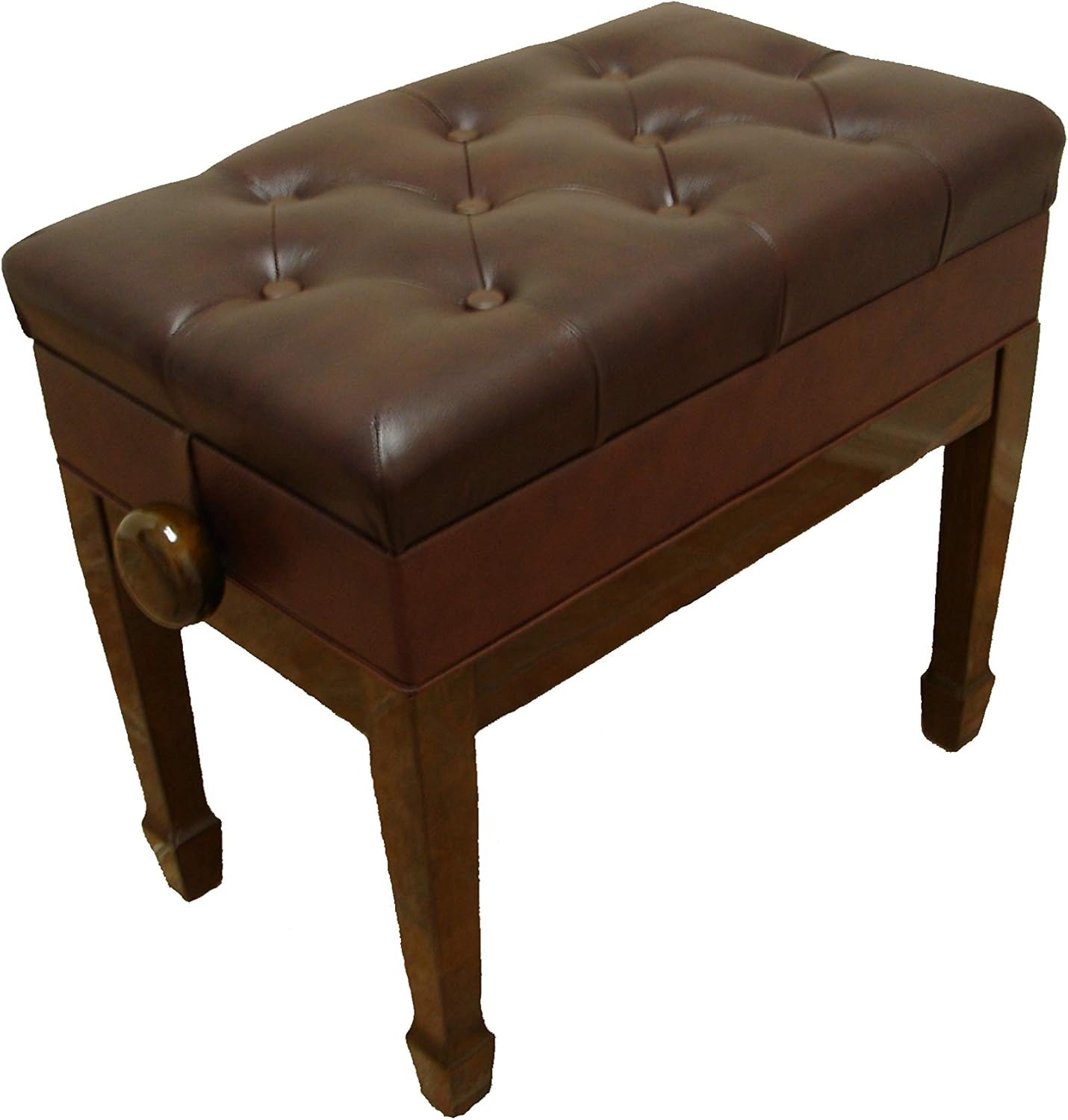 Adjustable Artist Piano Bench Stool with Music Storage in Walnut
