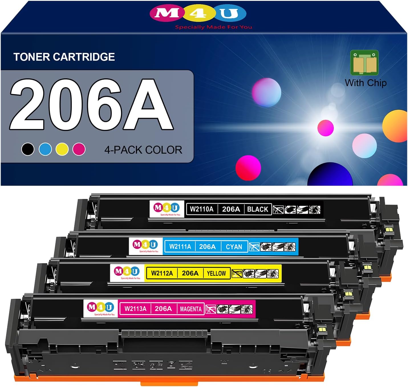 206A Toner Cartridge 4 Pack for Color Pro MFP Series Printers