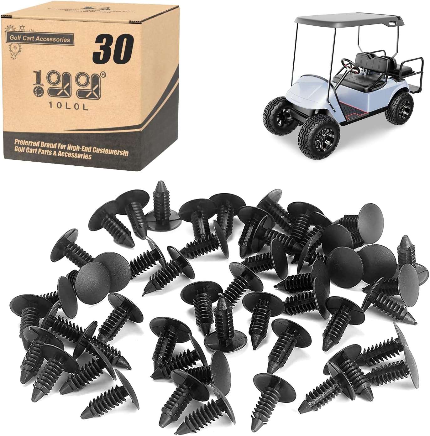 10L0L Universal Plastic Rivets Kit - Secure Your Golf Cart!