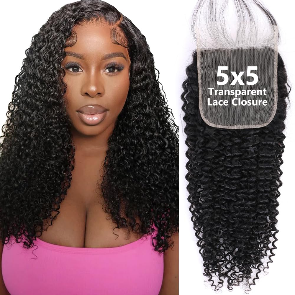 5x5 Jerry Curly Ultra-thin Transparent HD Lace Closure 16 Inch
