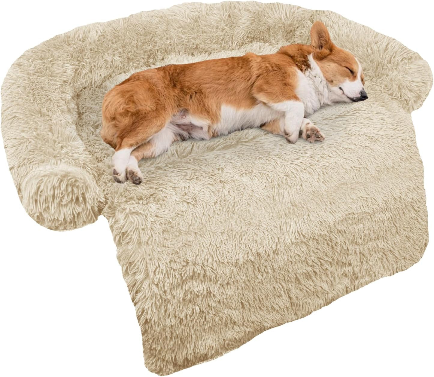 Calming Dog Bed Plush Mat for Pets with Removable Cover