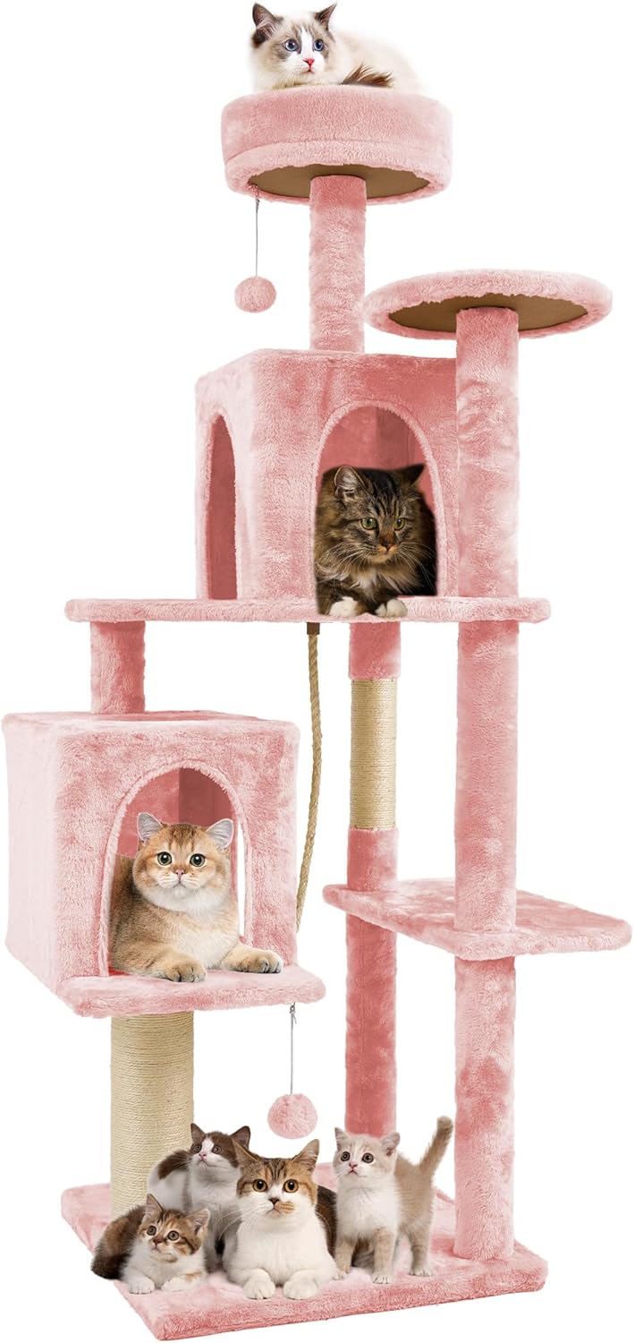 58.5in Large Cat Tree Tower Condo for Indoor Cats with Cave