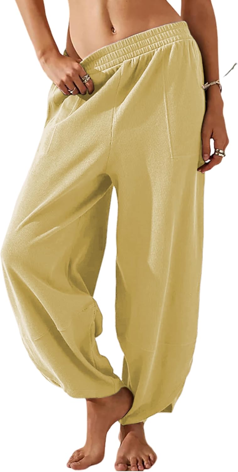 Baggy Wide Leg Pants for Women - Cotton Palazzo Harem Style