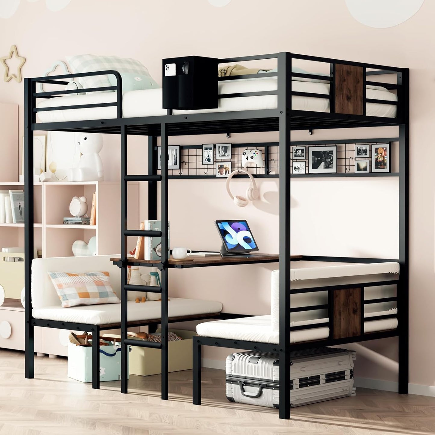 Twin Over Twin Bunk Bed with Desk & Storage for Teens
