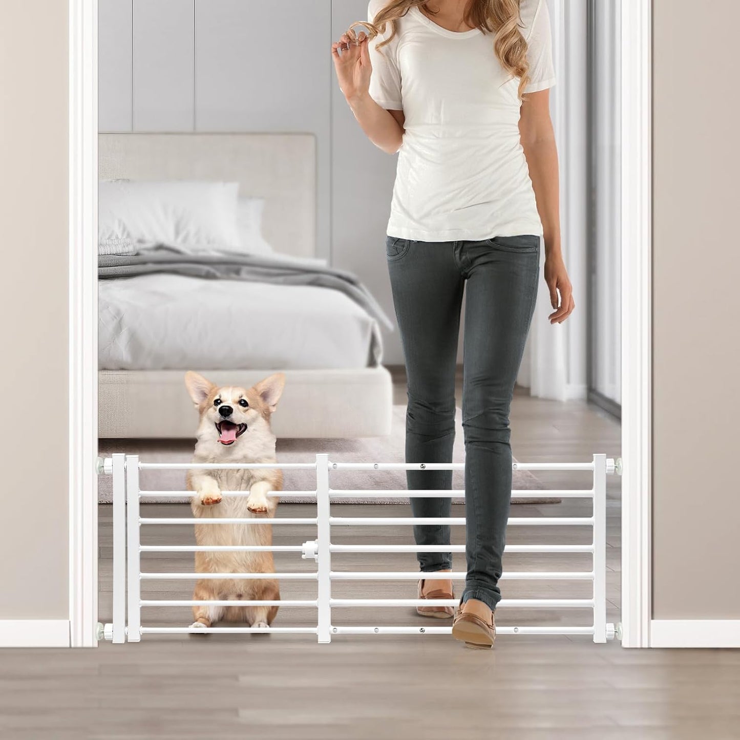 Malier Indoor Dog Gate with Door for Small Pets and Puppies