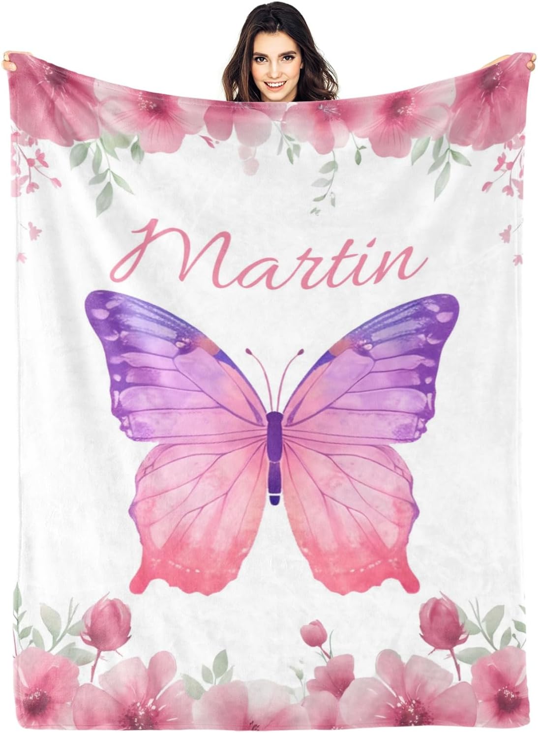 Custom Elephant Floral Baby Blanket - Personalized Gift for New Moms