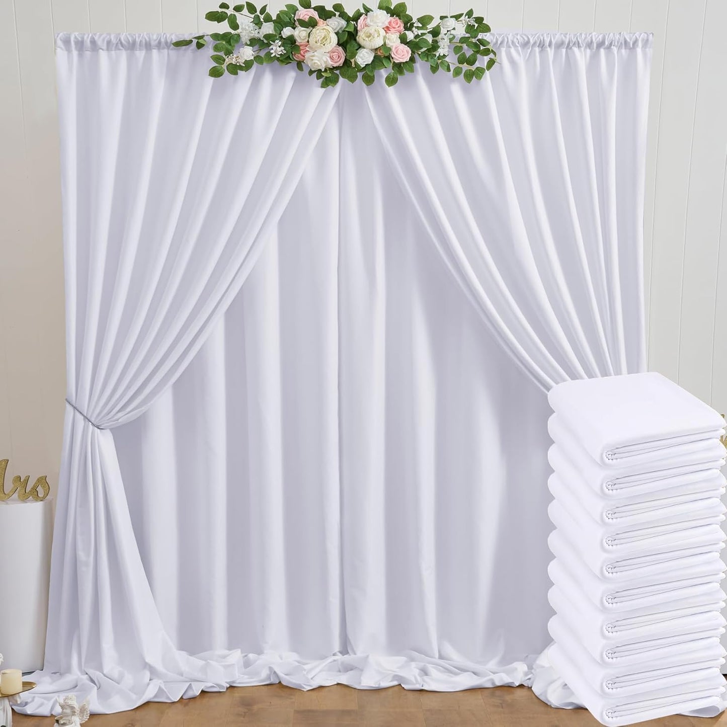 Premium White Party Backdrop - 50ft x 10ft - High-Quality Polyester