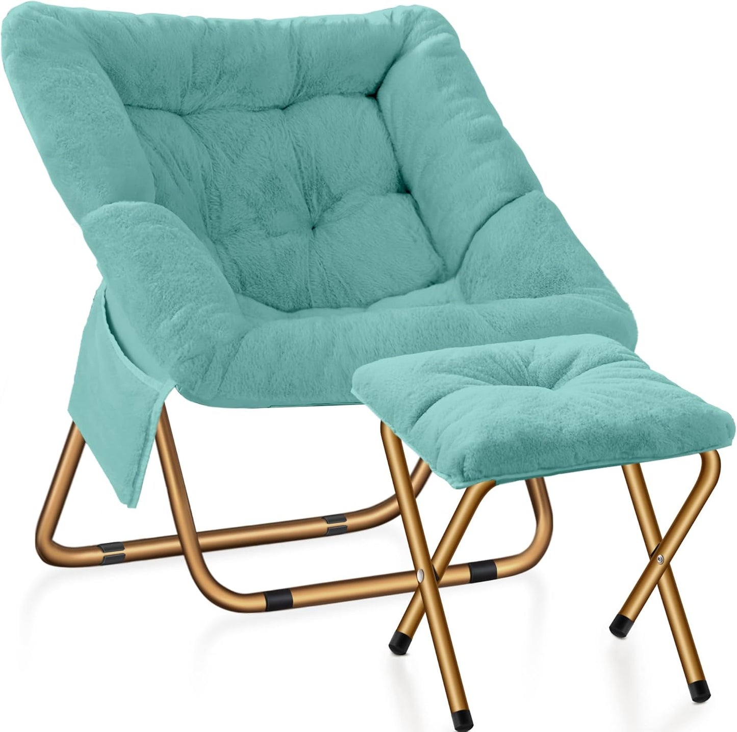 Comfy Saucer Chair for Bedroom, Soft Faux Fur Lounge Chair