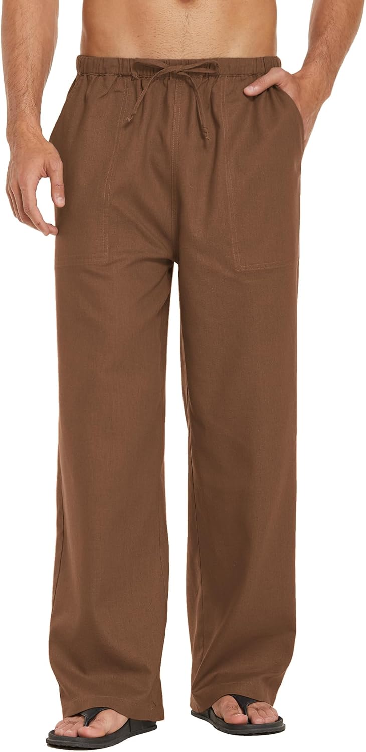COOFANDY Mens Casual Linen Pants for Summer Beach Yoga Style