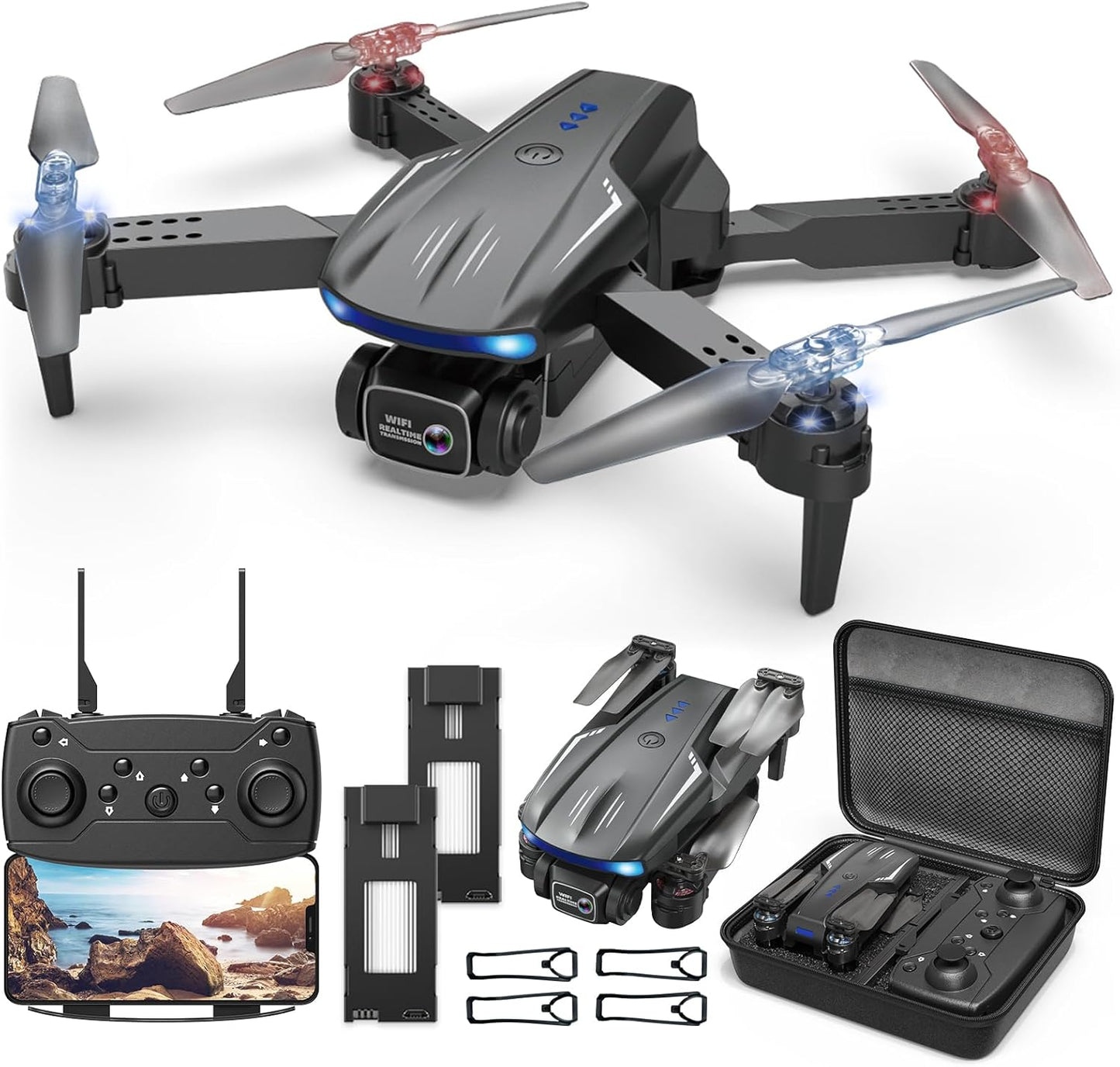 Portable FPV Drone: HD Camera, 2 Batteries, Easy Controls