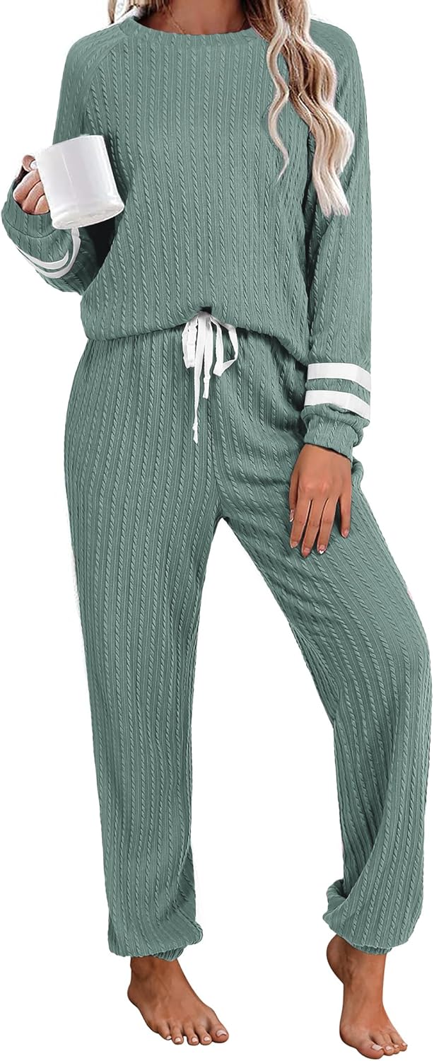 Ekouaer Lounge Sets for Women: Cozy Ribbed Knit Pajamas