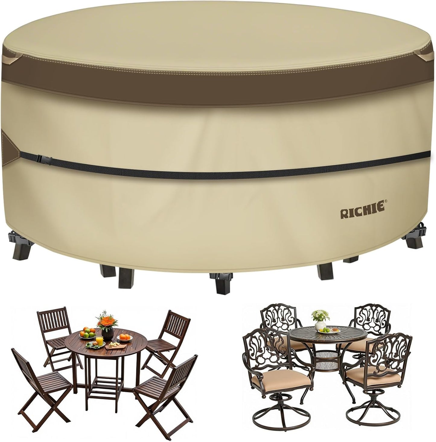 RICHIE Outdoor Patio Furniture Cover for Round Table 62 in