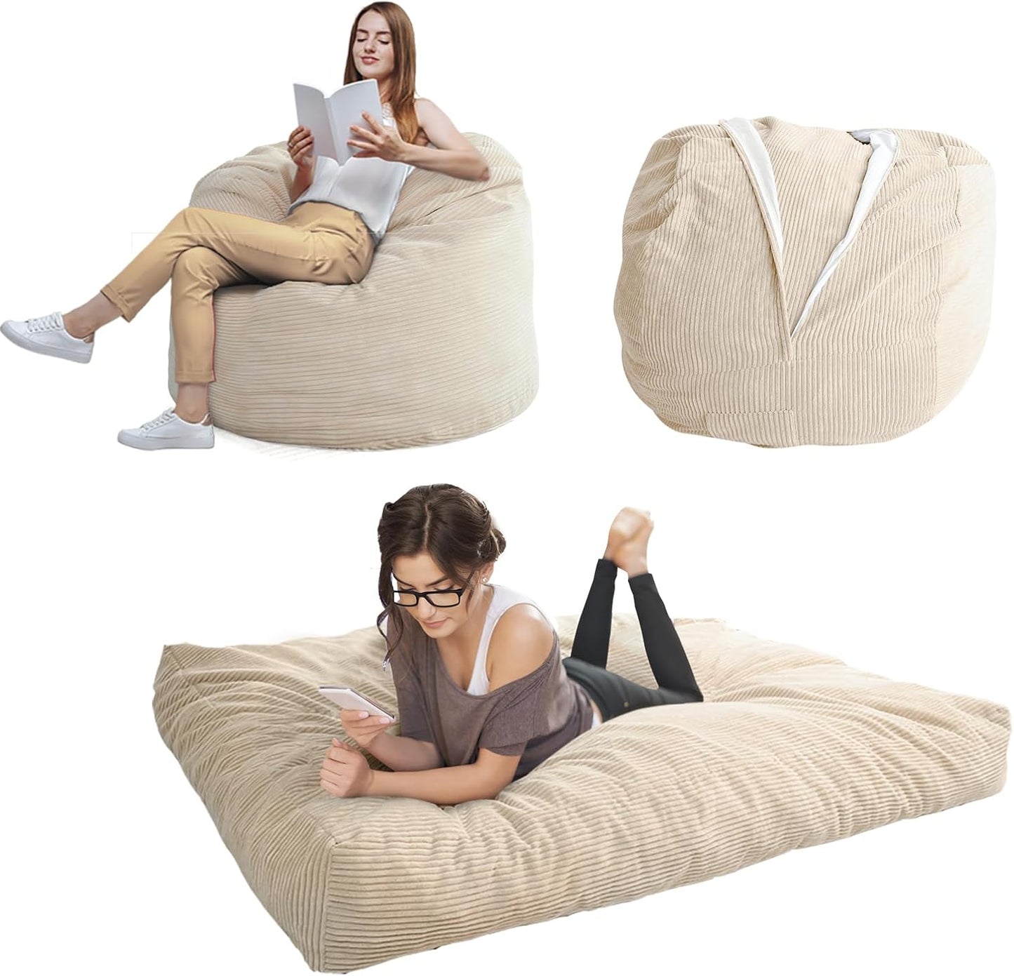 Convertible Giant Bean Bag Chair Bed for Adults by MAXYOYO