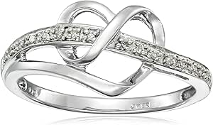 Sterling Silver Diamond Accent Heart Ring with Twisted Design