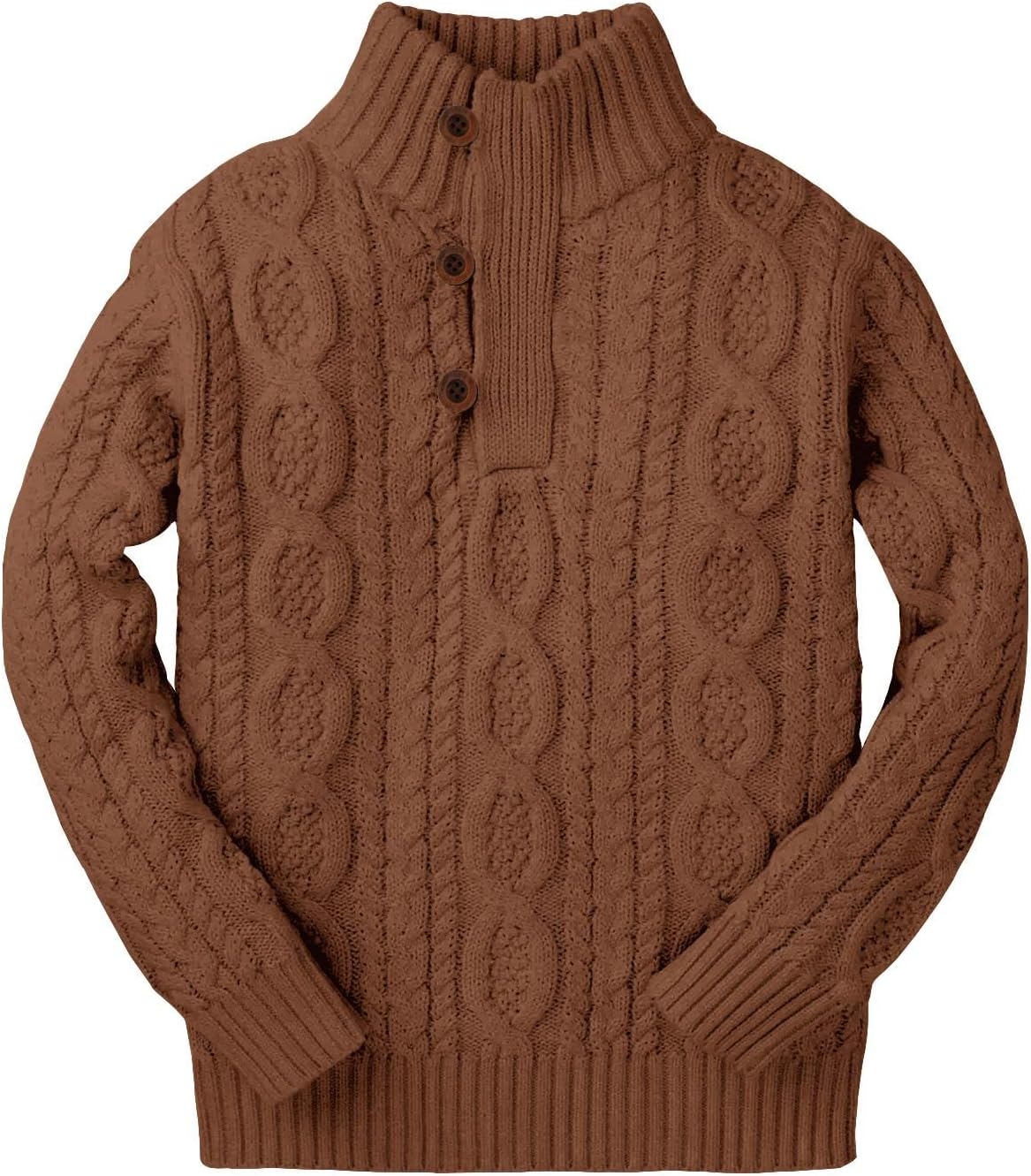 Kingdenergy Kids Sweaters Boys Turtleneck Button Up Cable Knit