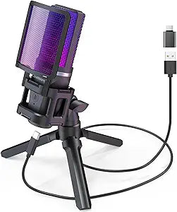ZealSound Gaming USB Microphone with RGB Lighting and Mute