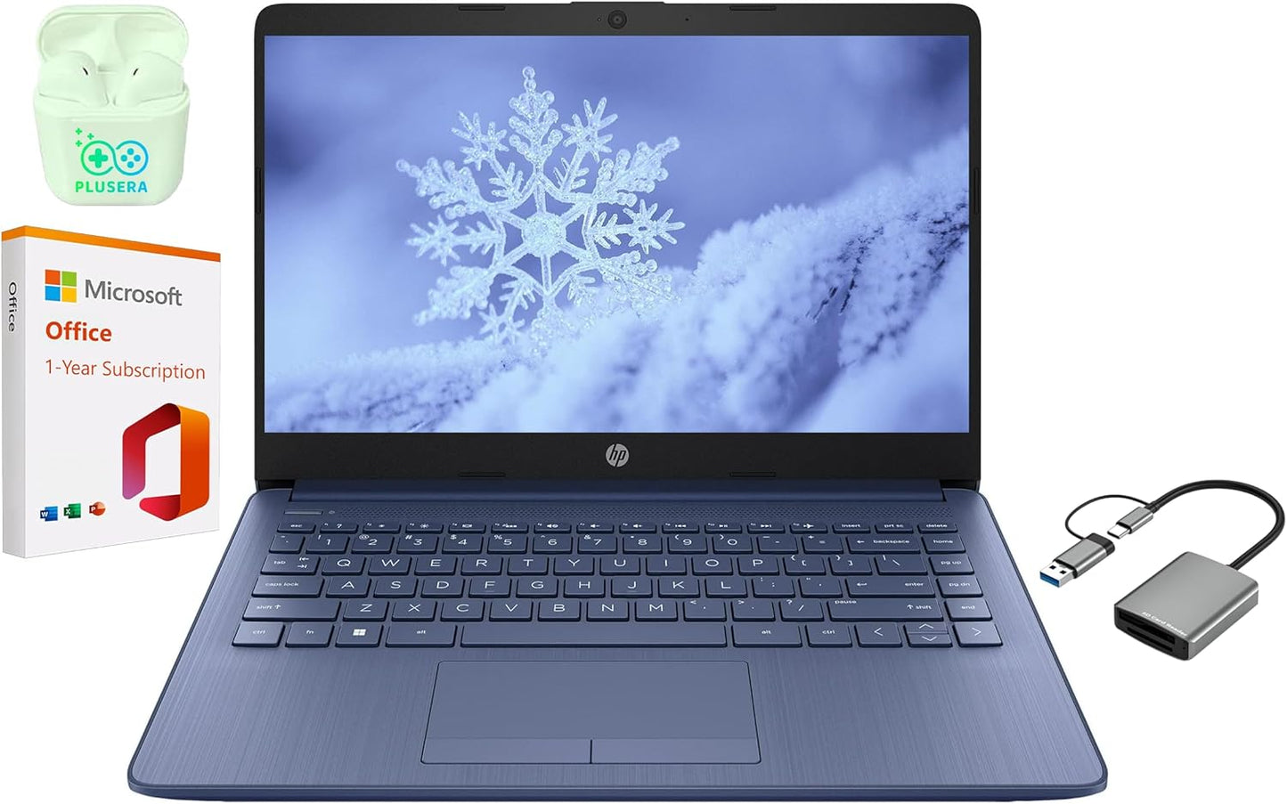 HP 14 Business Laptop: 16GB RAM, 320GB Storage, Windows 11, Office 365 + PLUSERA Earphones