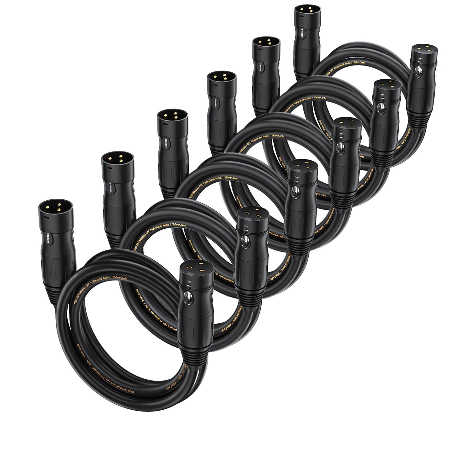 XLR Cables 25ft 6 Pack for Studio DJ Podcast and More