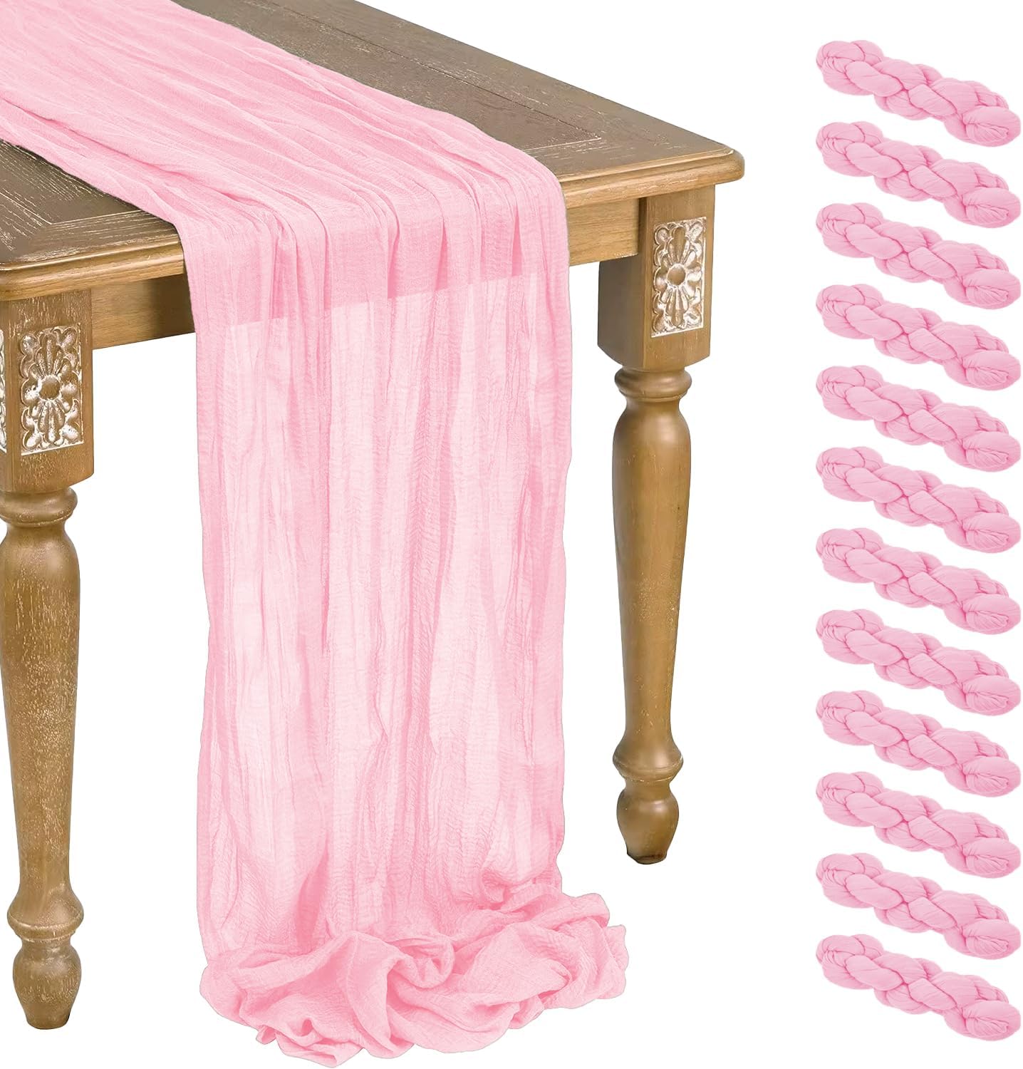 12 Pack Rose Gold Cheesecloth Table Runner for Elegant Events