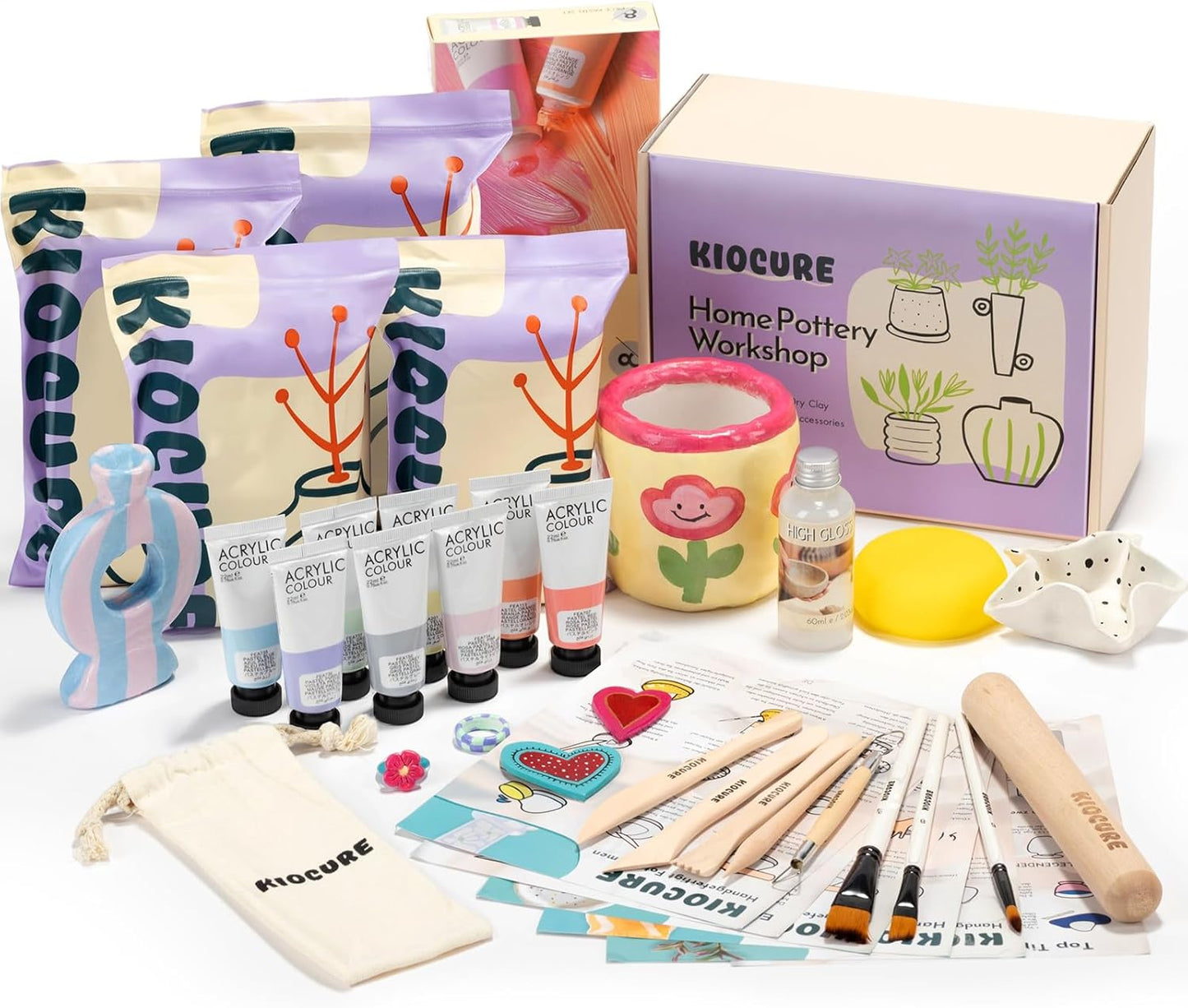 Kiocure Air Dry Clay Pottery Tool Kit for Creative Fun