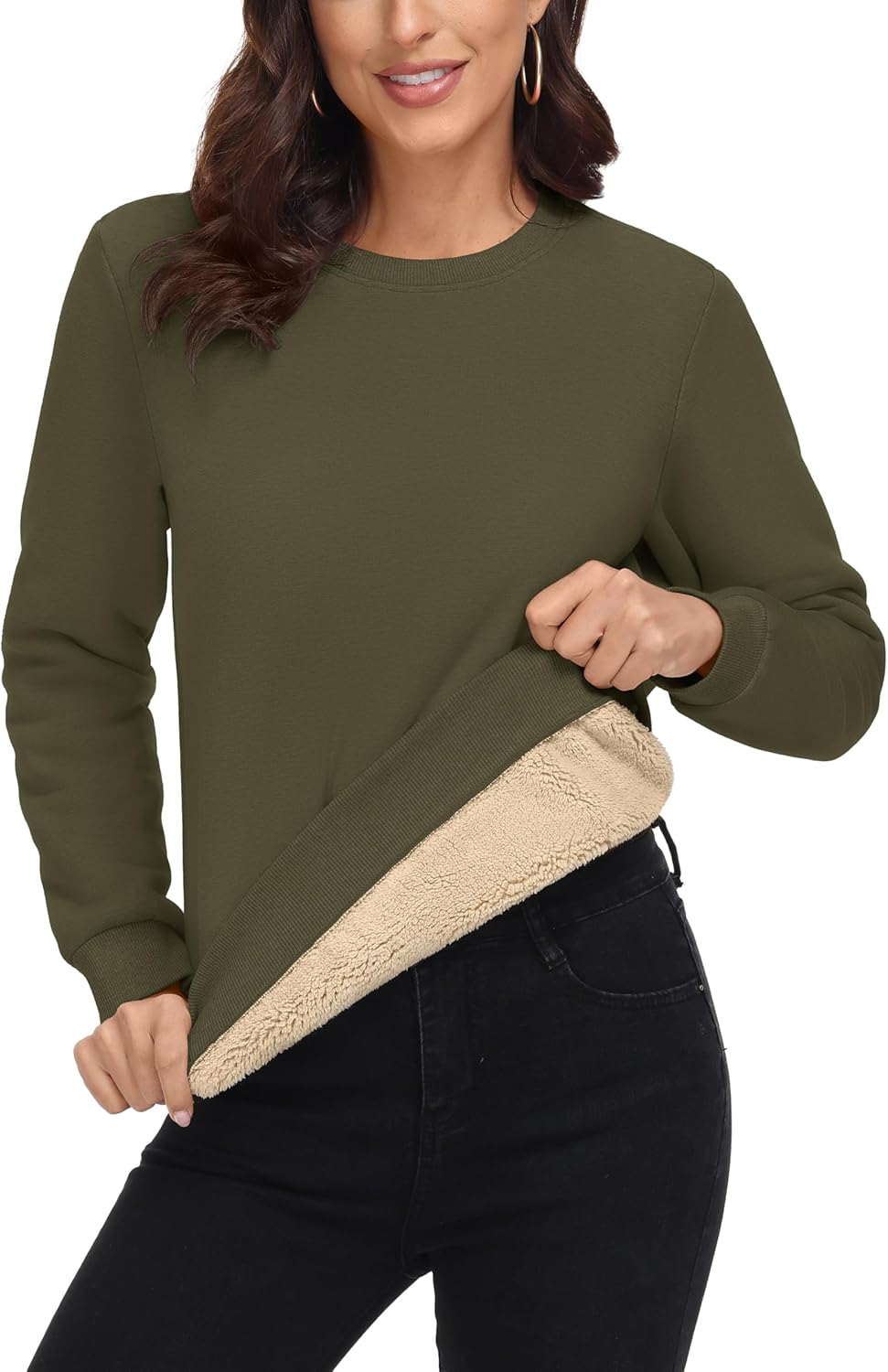 MAGCOMSEN Women's Sherpa Lined Sweatshirts for Cozy Winter Wear