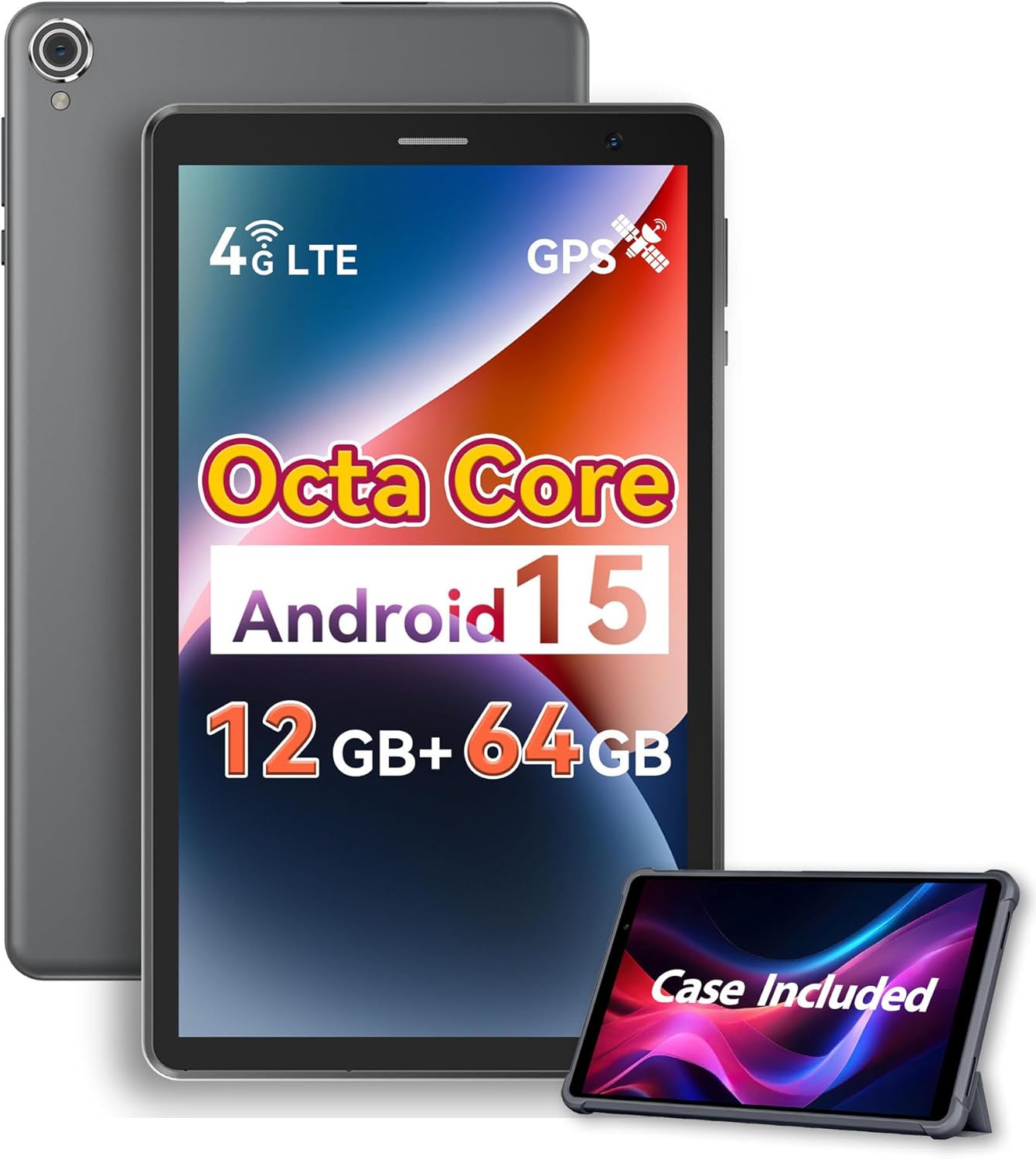 8 Inch Android 15 Tablet with 4G LTE and Unlocked SIM Slot
