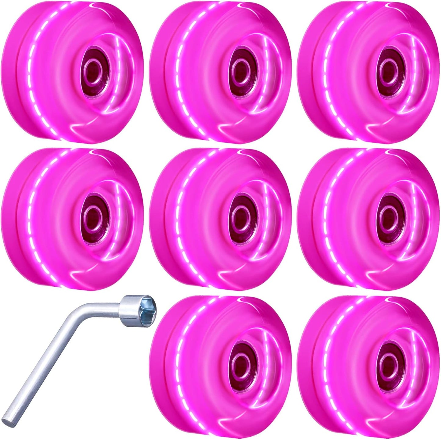 8 Pack Roller Skate Wheels with Bearings for Double Row Skating