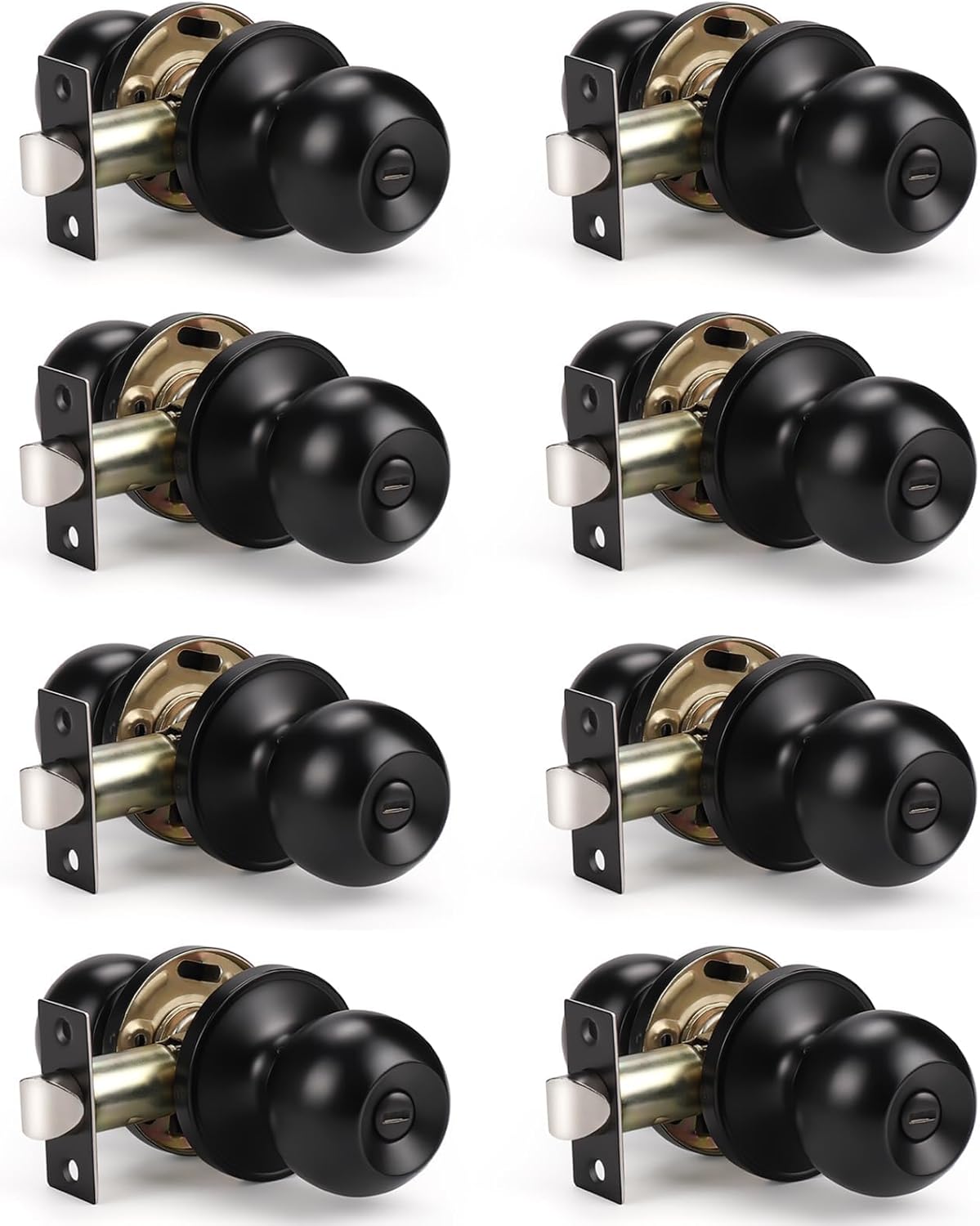 KNOBWELL Matte Black Privacy Door Knob Set for Interior Doors