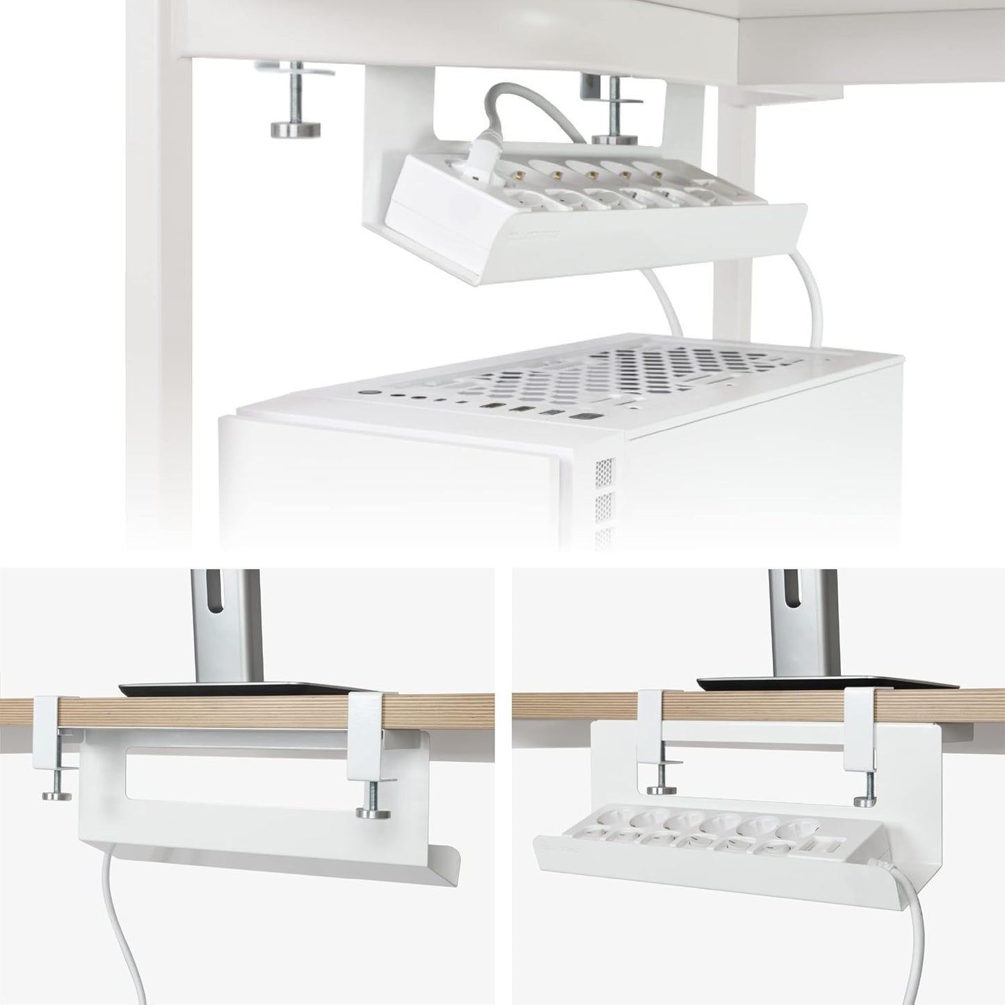 Collabospace White Cable Tray - Tidy Desk, No Drilling!