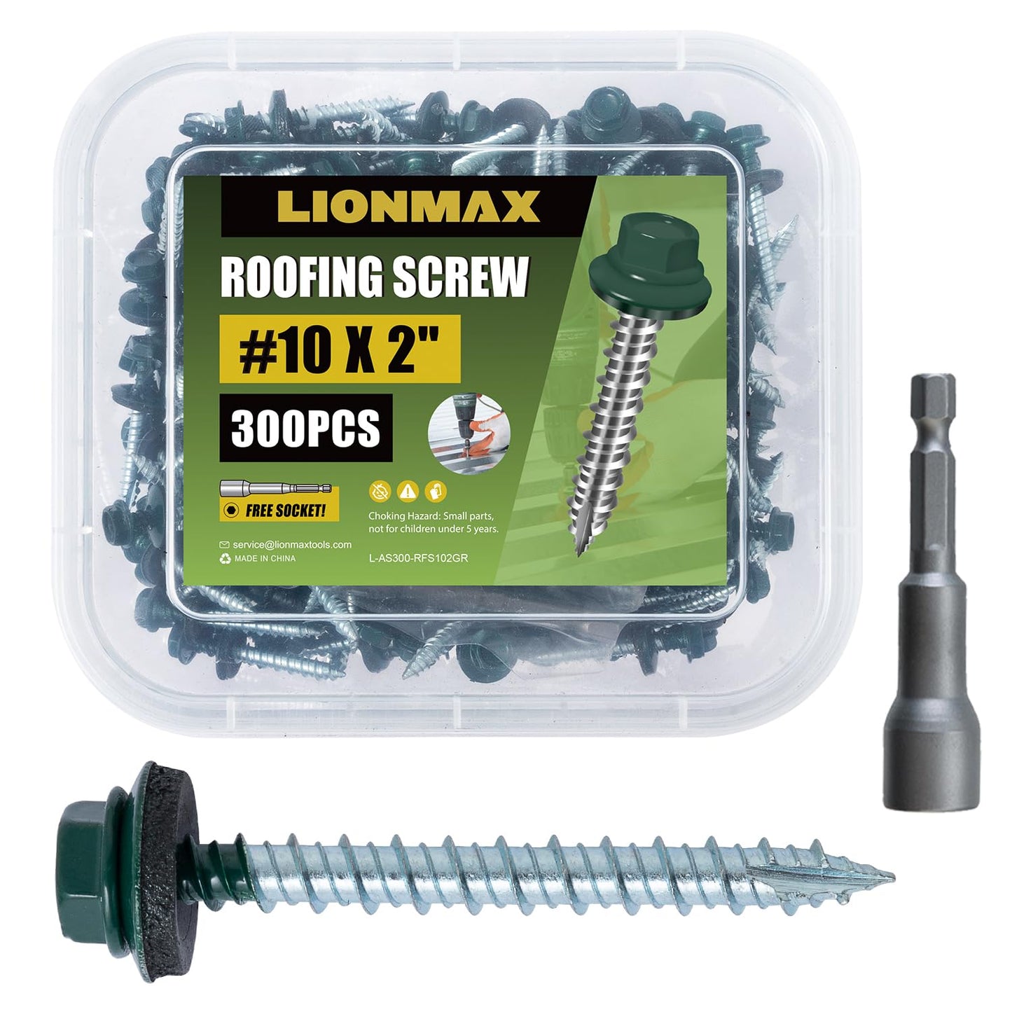 LIONMAX Metal Roofing Screws #10 2 Inch for Secure Roofing