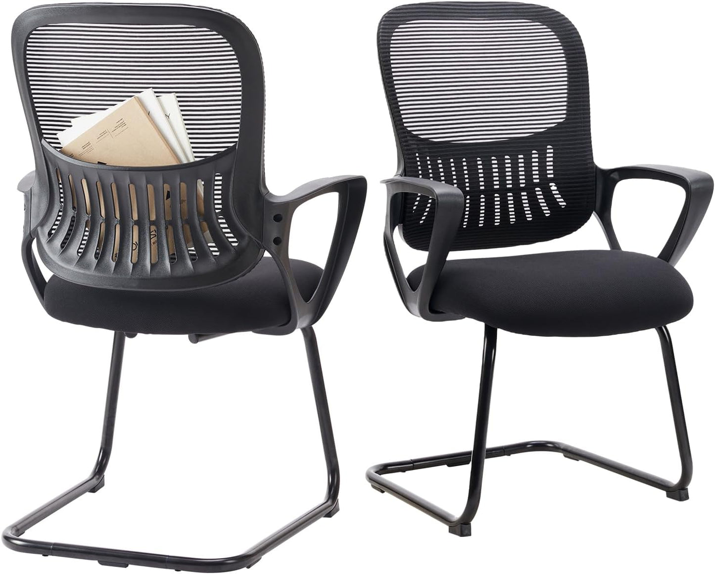 Sweetcrispy Reception Guest Chair Set of 2 with Lumbar Support