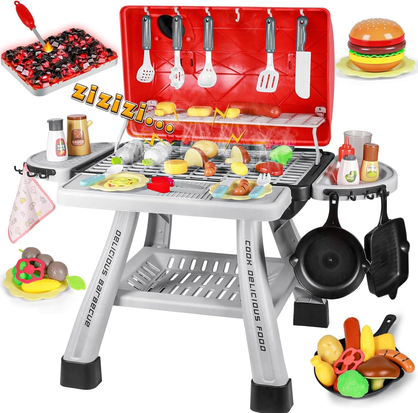 Interactive Kids BBQ Grill Set- Smoke & Light!