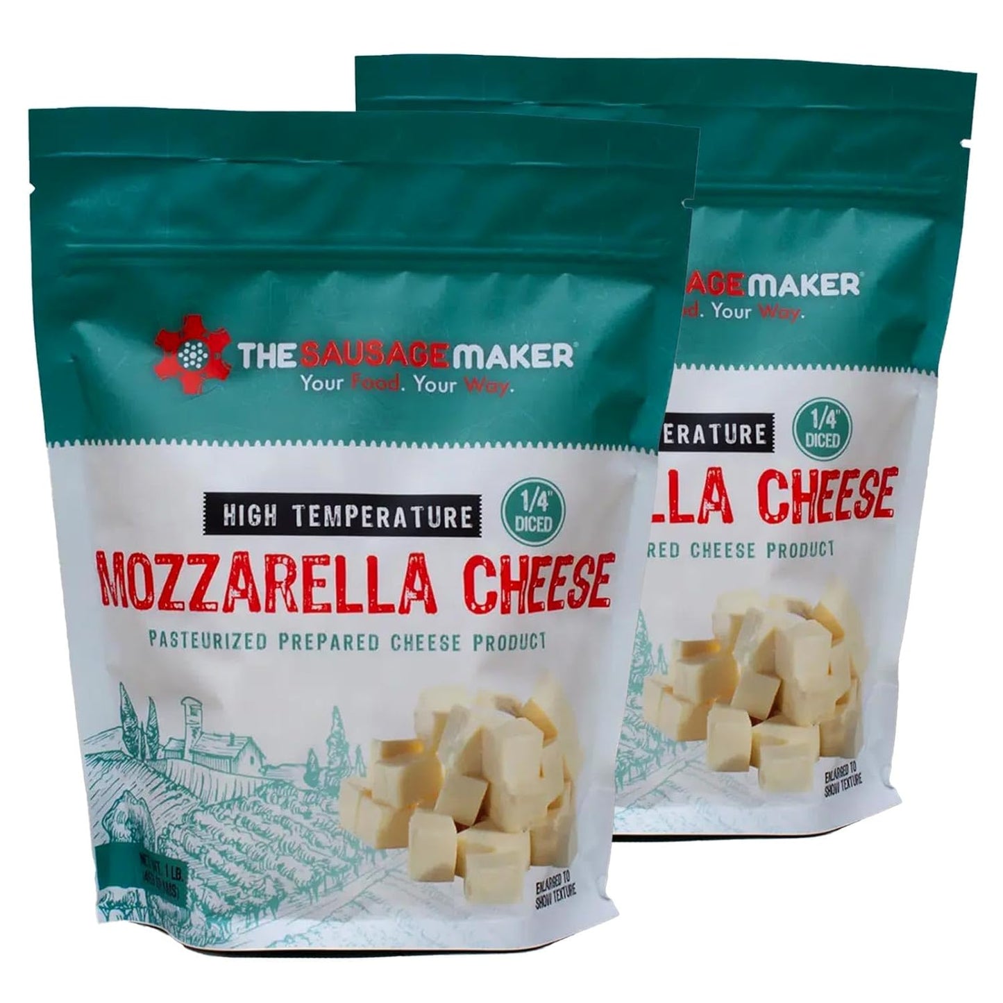 High Temp Mozzarella Cheese for Sausage Making - 2 Lbs