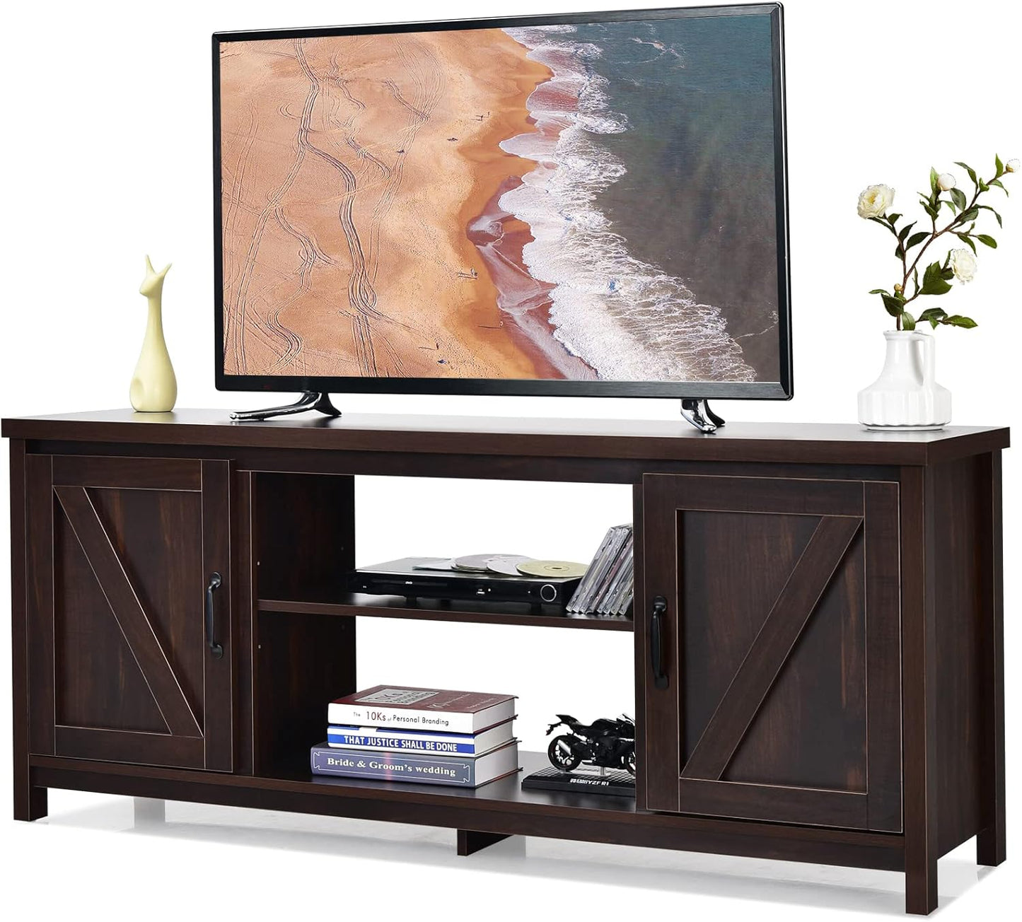 Tangkula Barn Door TV Stand: Stylish Media Solution