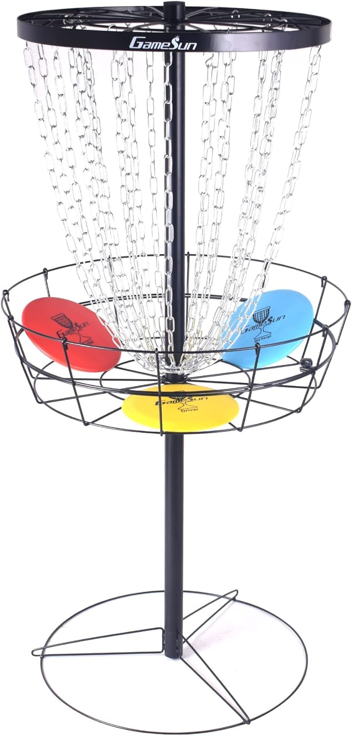 PDGA Standard Disc Golf Basket Set with 3 Discs by GAMESUN