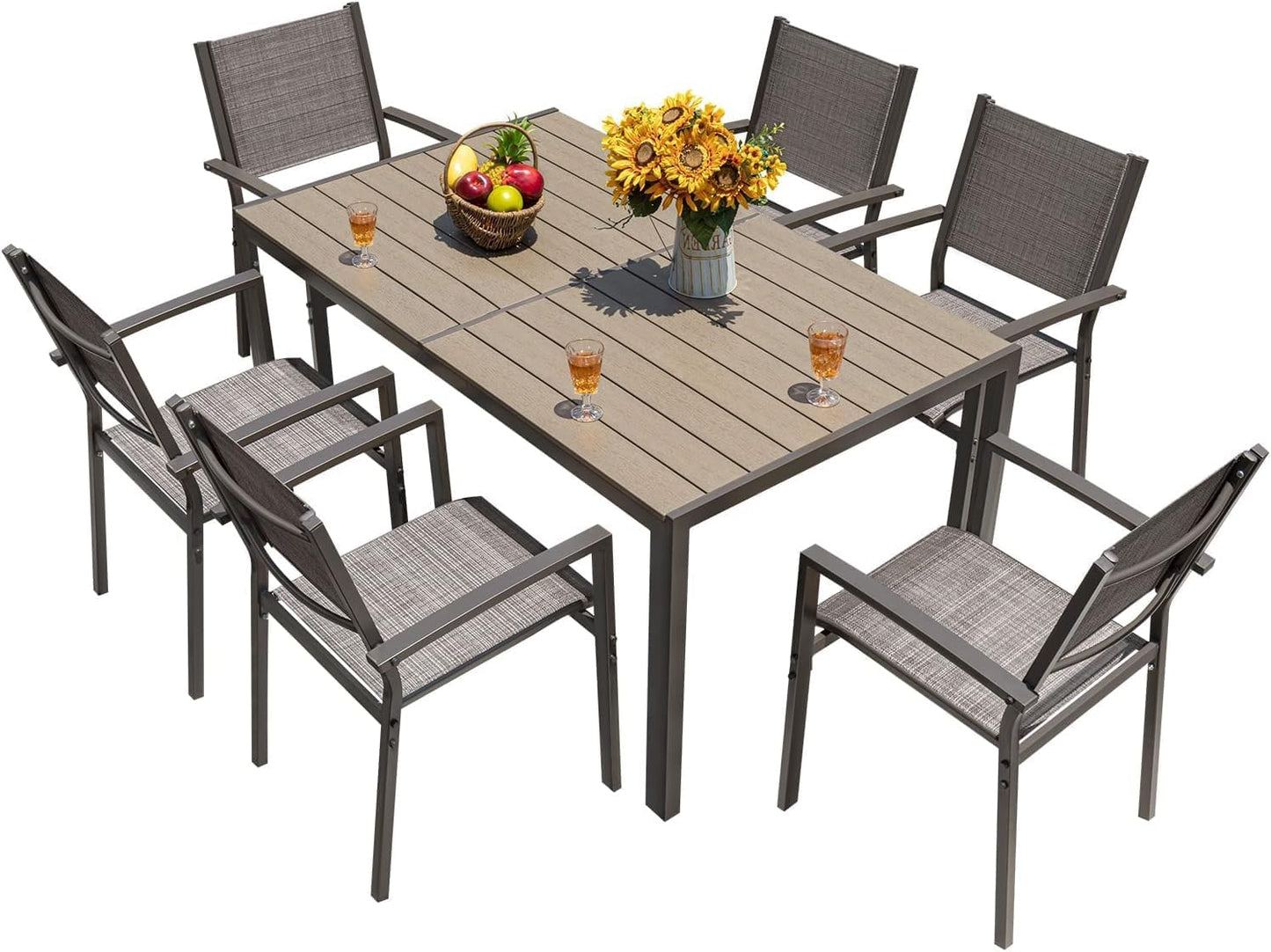 Homall Patio Dining Set 7 Pieces for Outdoor Dining Comfort