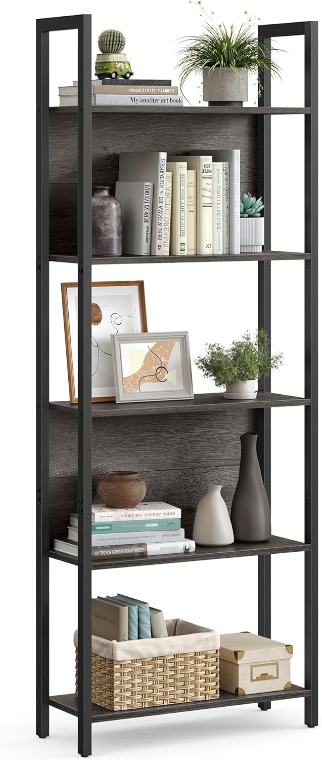 VASAGLE 5-Tier Industrial Bookshelf for Home and Office Use