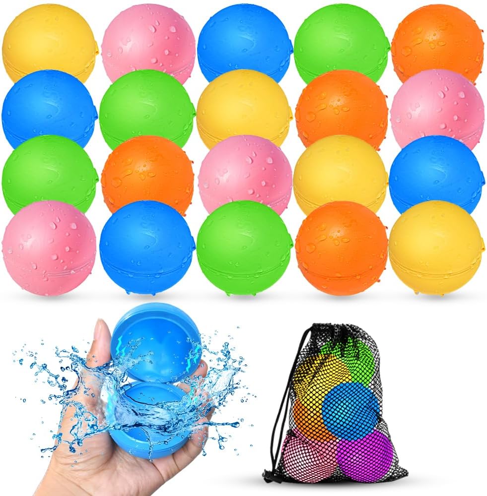 Smirodi 20Pcs Reusable Water Balloons for Summer Fun