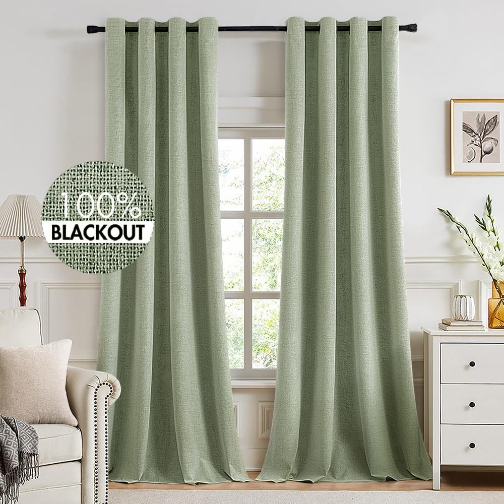 MIULEE Linen Texture Blackout Curtains for Bedroom and Living Room
