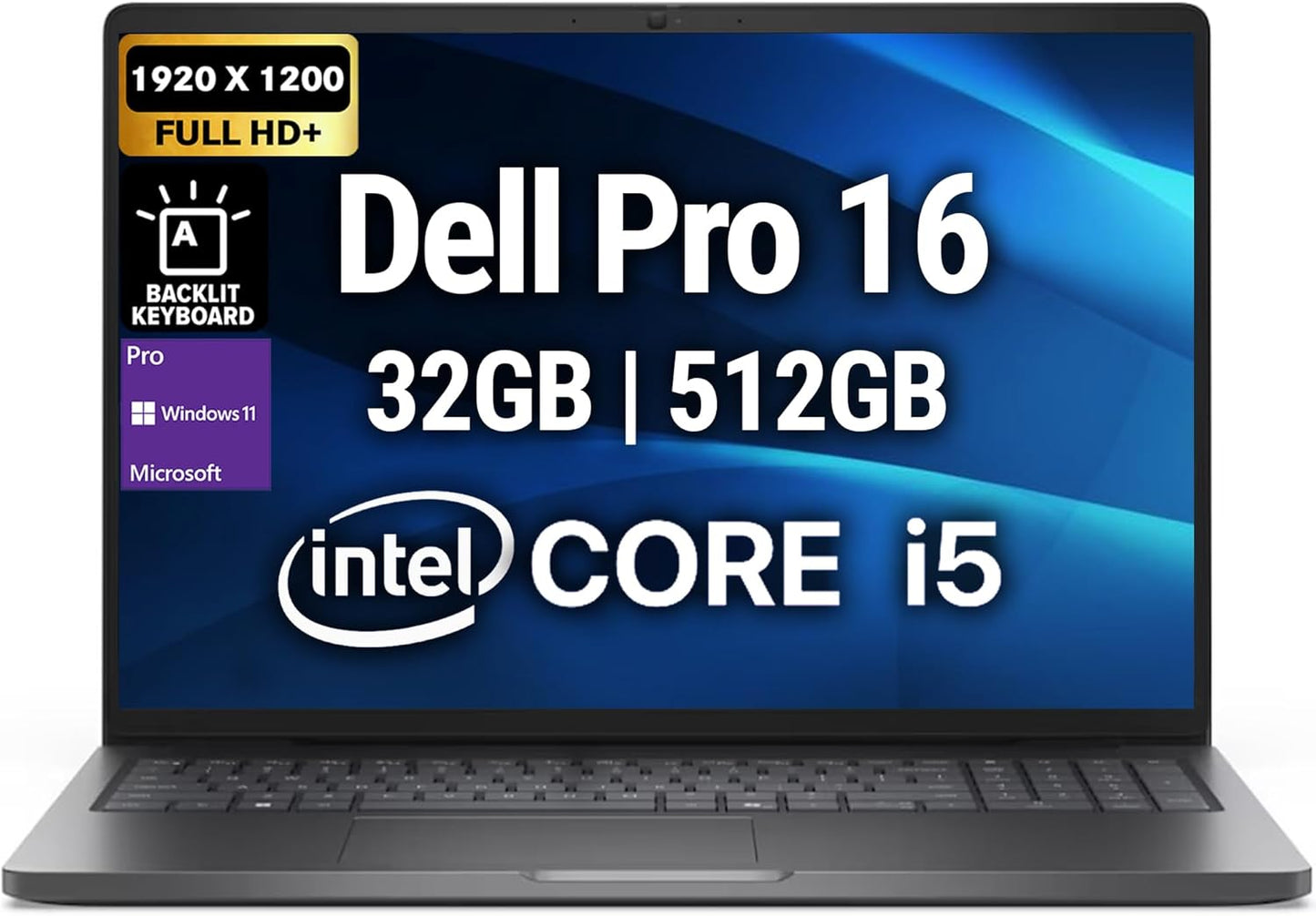 Dell Pro 16 Business Laptop with Intel Core i5-120U and 32GB RAM