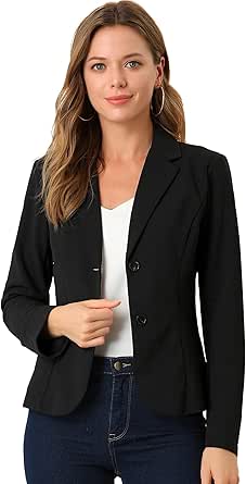 Allegra K Women's Work Office Blazer with Notch Lapel Collar