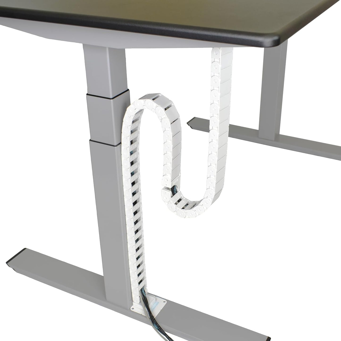 PivyCord-Vez Flex Chain Raceway for Sit-Stand Desks - White