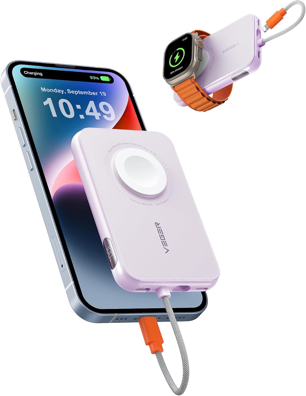 VEGER 5000mAh Mini Power Bank - Fast Charge for iPhone