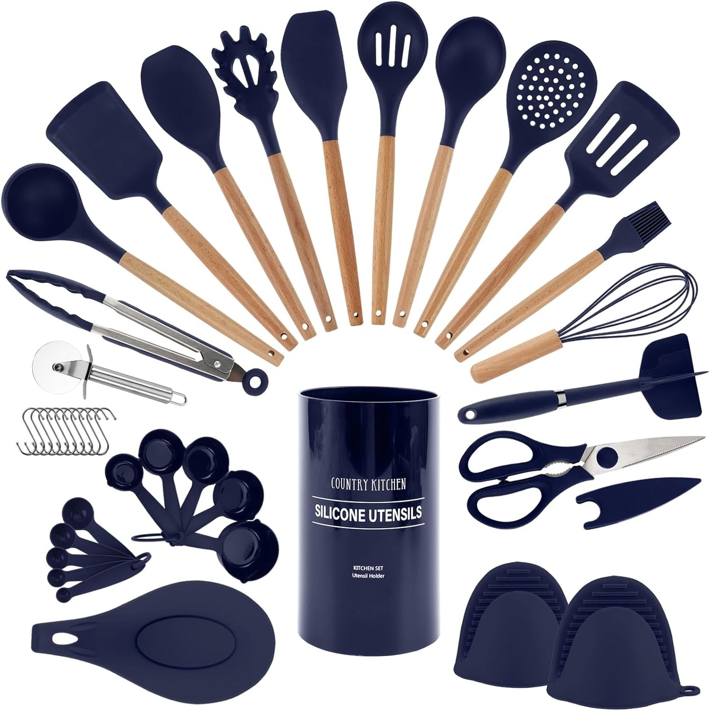 Country Kitchen Non Stick Silicone Utensil Set for Cooking