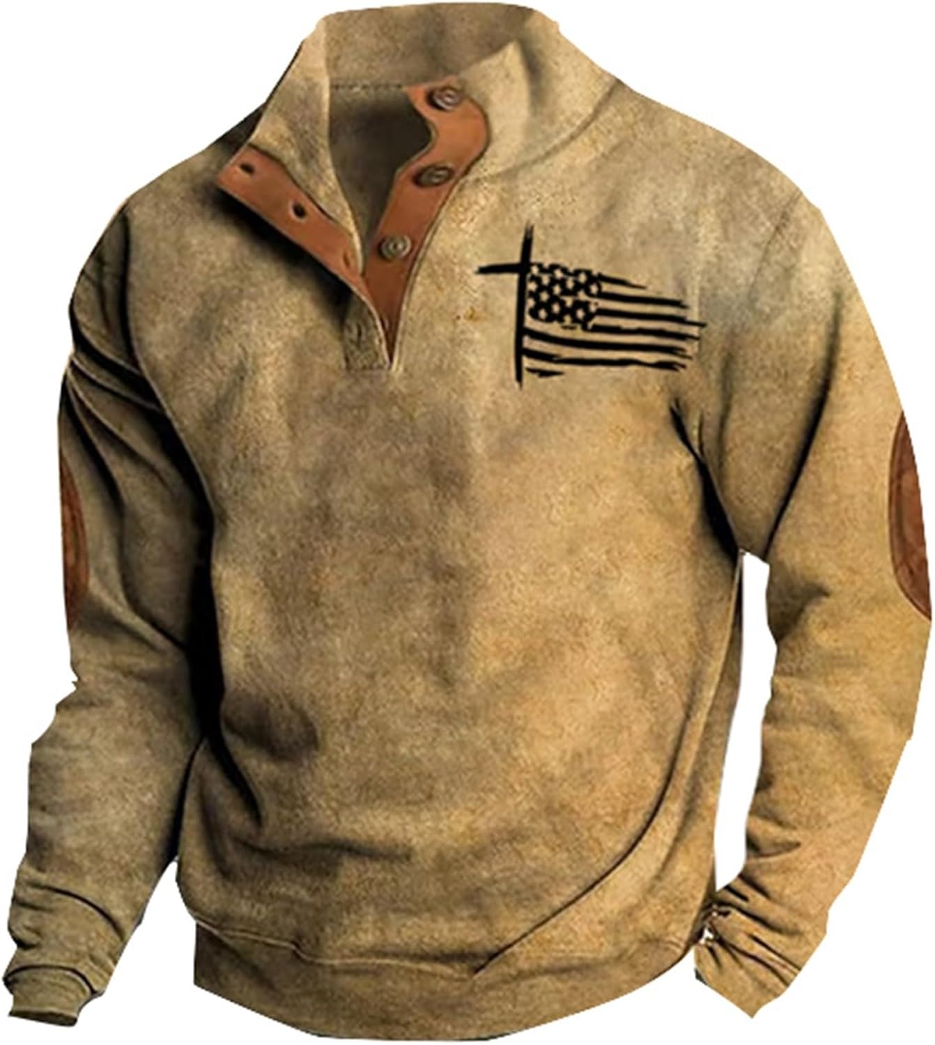 Vintage American Flag Henley Sweater