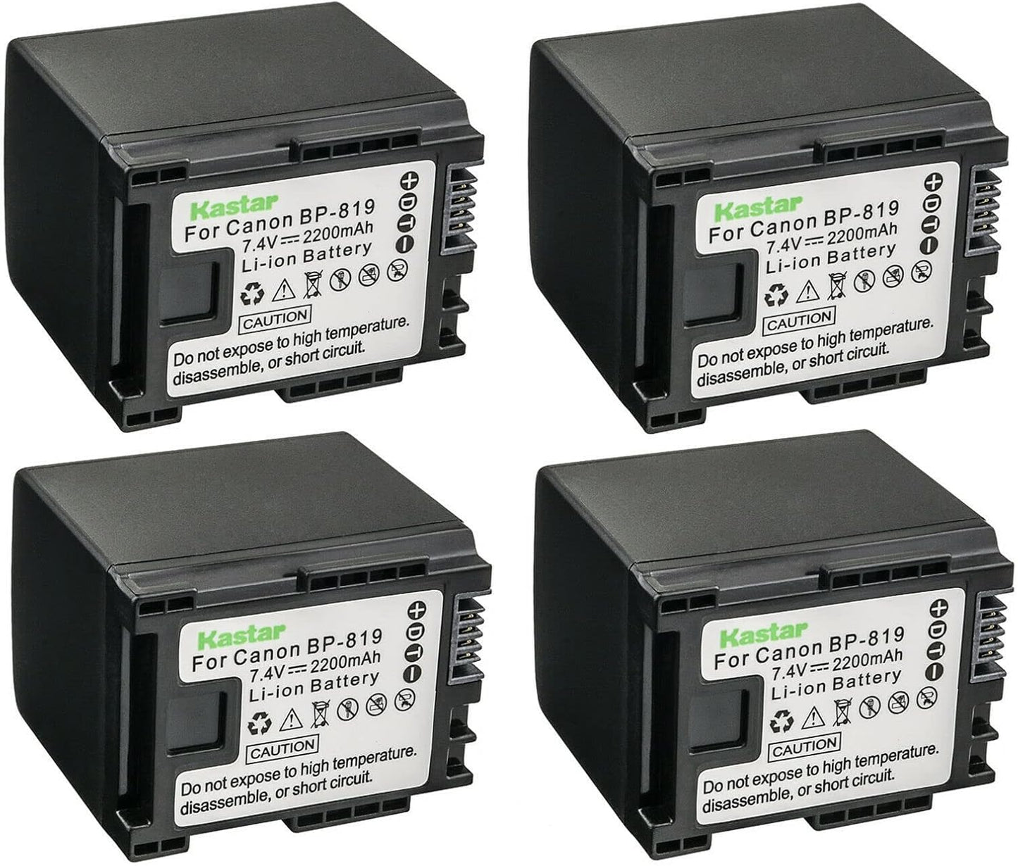 Kastar 4-Pack BP-819 Battery Replacement for Canon VIXIA Cameras