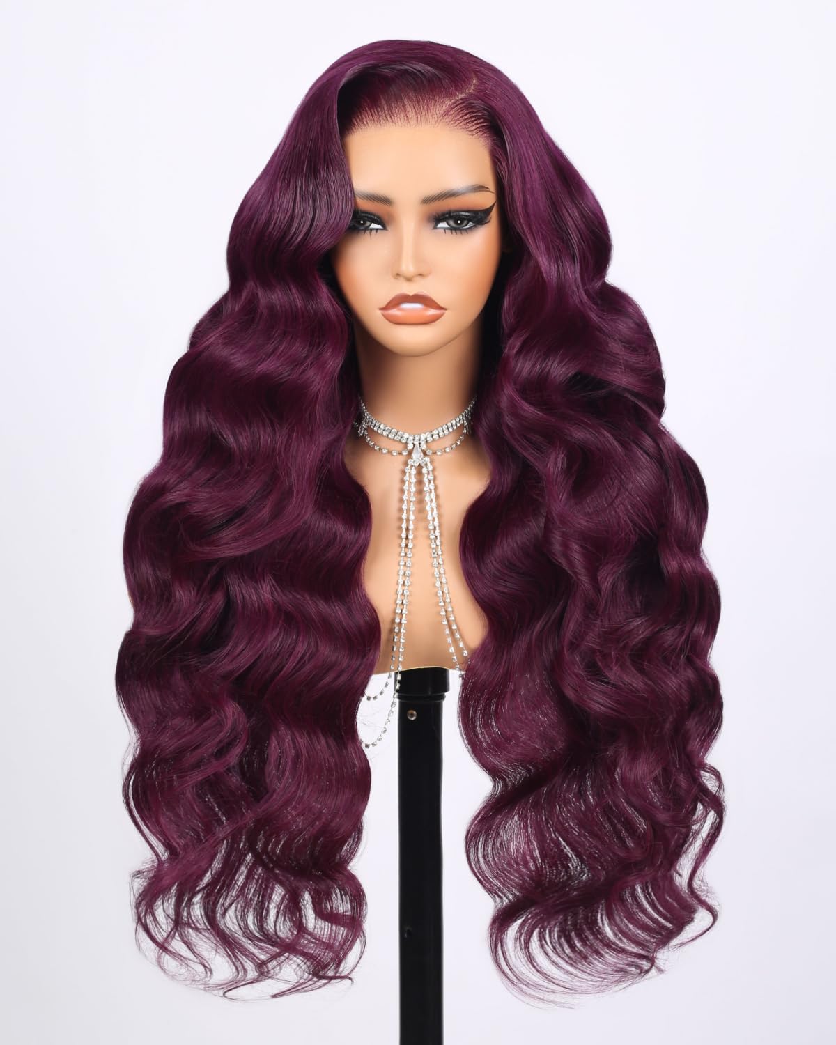 6x5 Glueless Wigs Human Hair Pre Plucked Closure Purple Wig