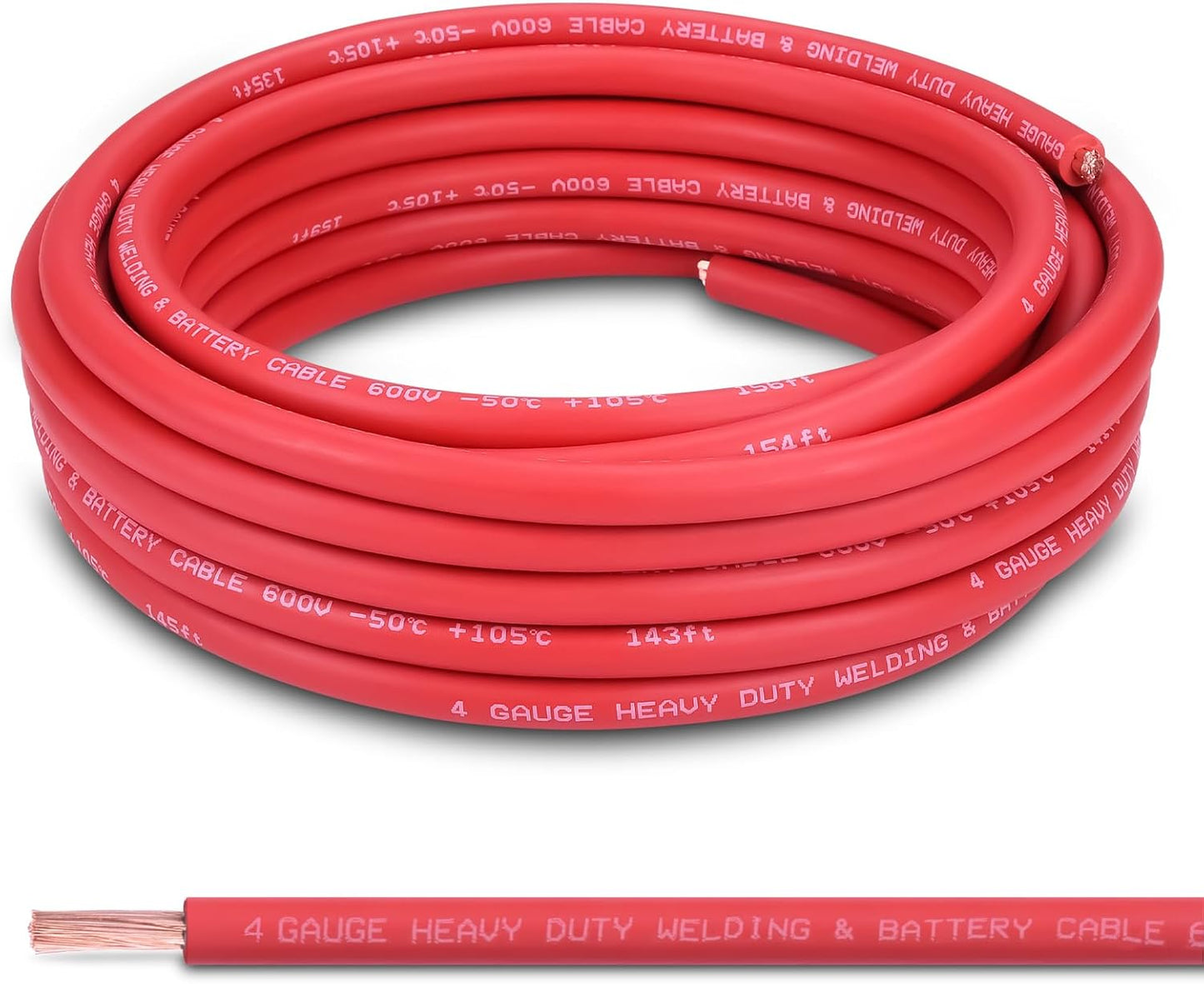 4 Gauge Battery Cable by Shirbly - 30FT Red Pure Copper Wire